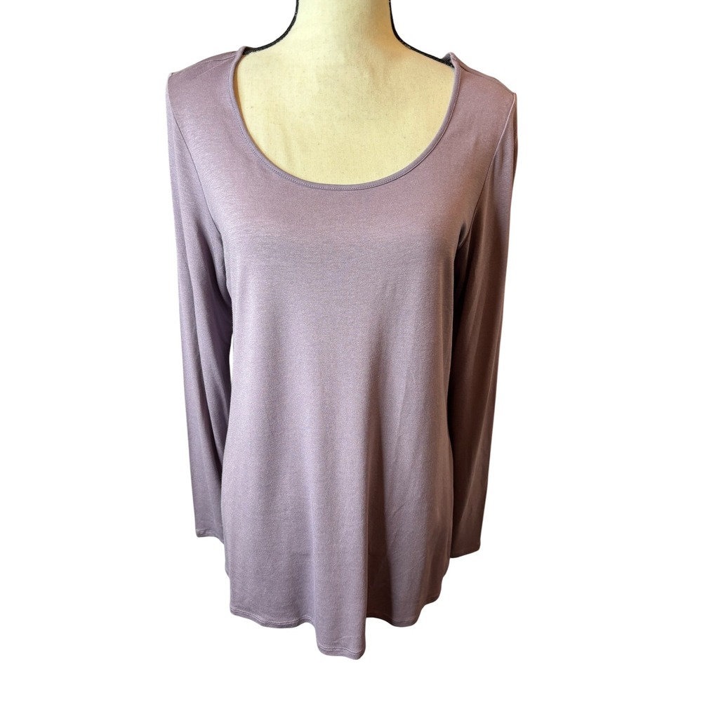 J. Jill Stretch Long Sleeve Scoop Neck Top Dusty Violet Small Pull Over